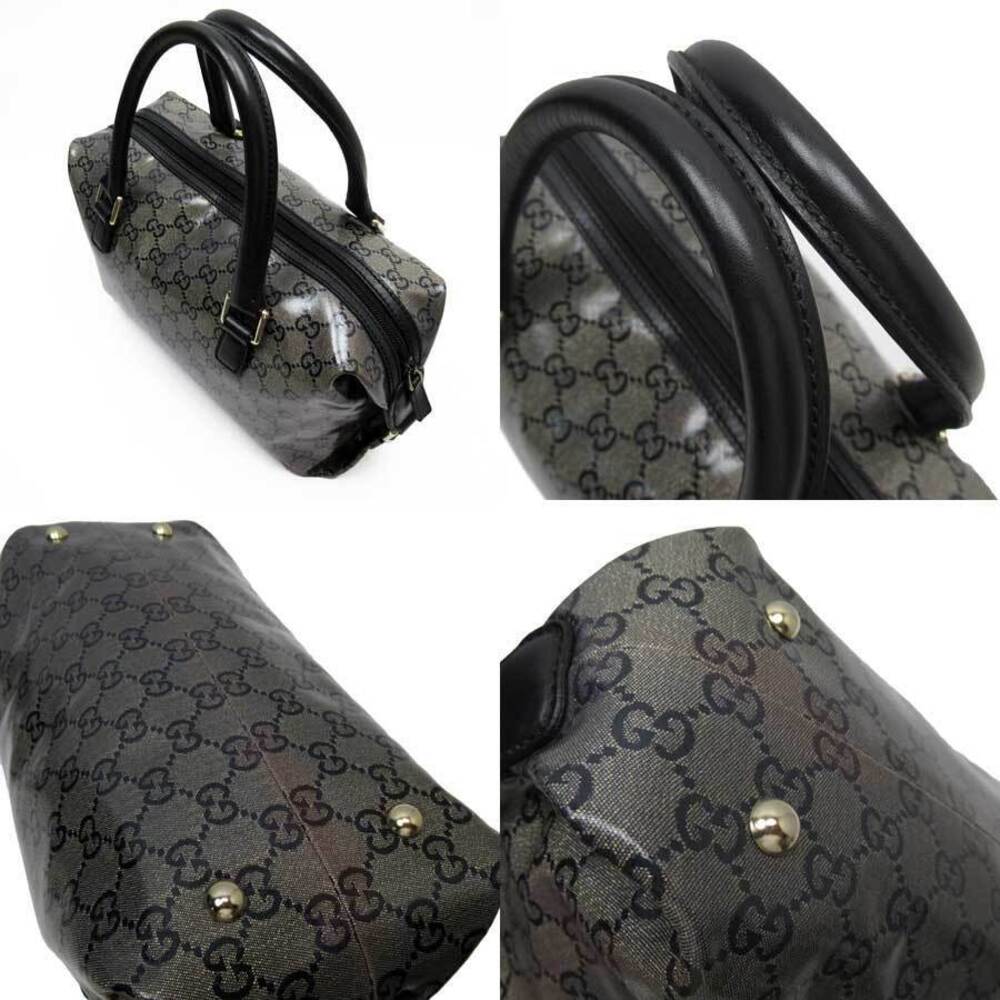 Gucci Gold Gray Handbag Leather Black GG